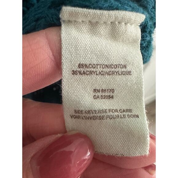 Free People Chunky Knit Wide-Neck Pullover Sweater Size: Small Color: Teal - Picture 9 of 10